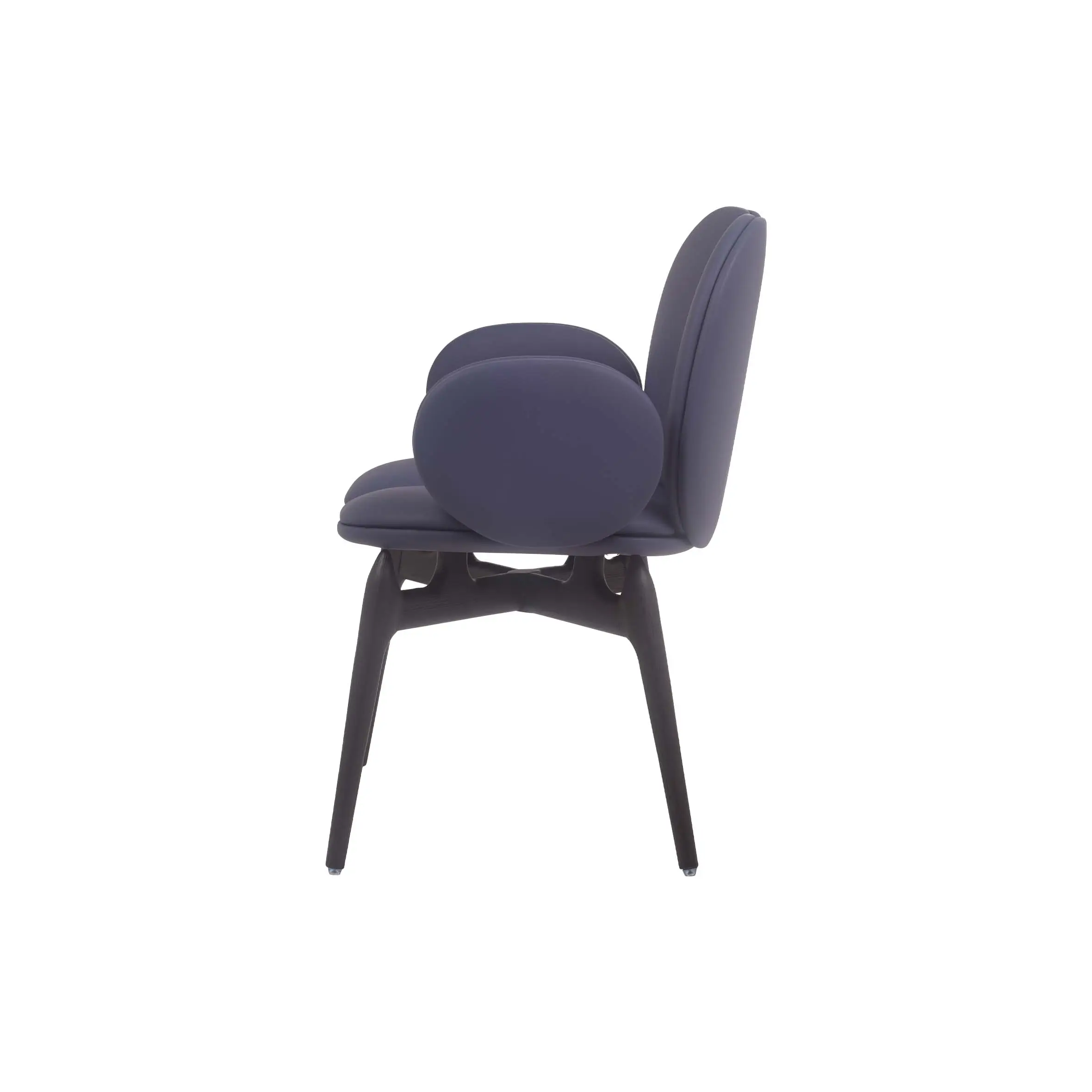 Modern office space with blue chairs, abstract wall art, and large windows. Potted plants and sleek design create a fresh, inviting atmosphere.