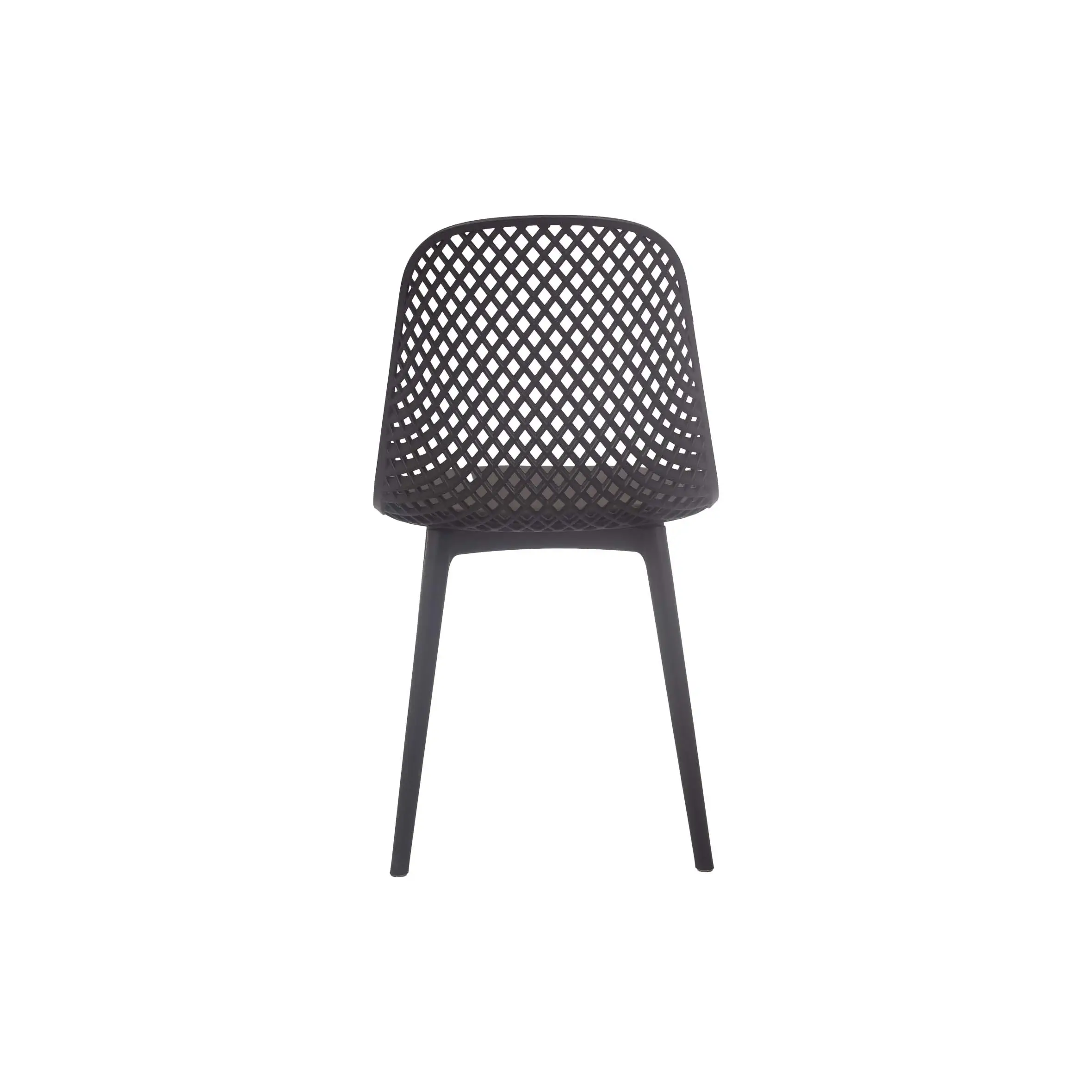 Modern office space with a light wood floor and large windows, featuring a conference table and black perforated chairs. The room is bright and minimalist.