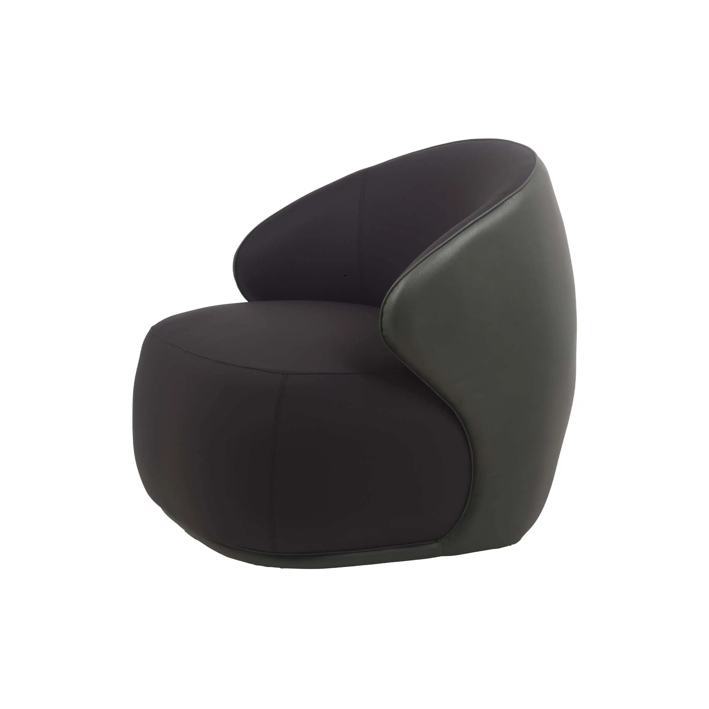 Modern interior featuring a sleek dark grey chair, a green abstract painting, copper pendant light, potted plants, and a glossy floor exuding elegance.