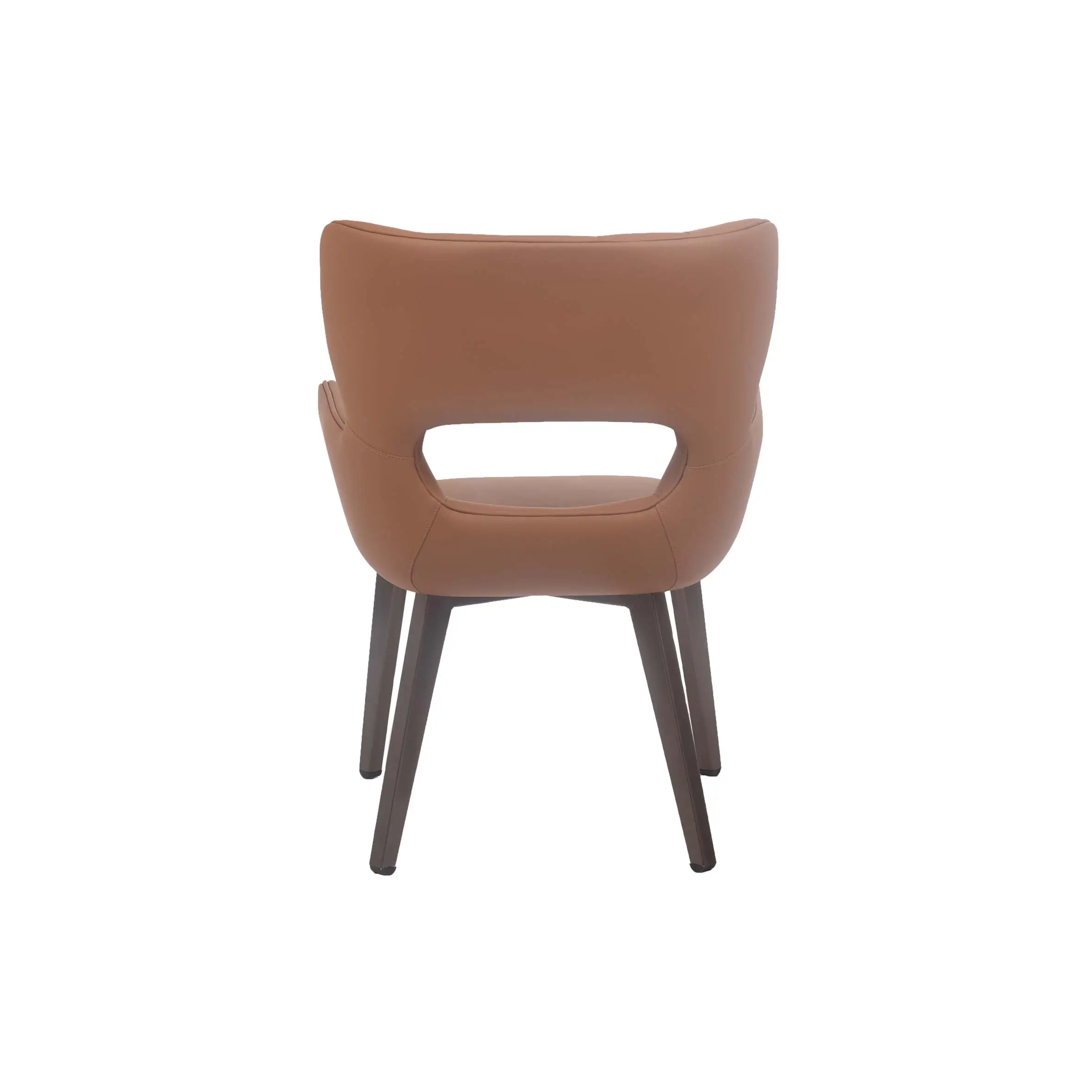 Modern office with large windows, natural light, sleek wooden table, and beige chairs. The atmosphere is calm and professional.