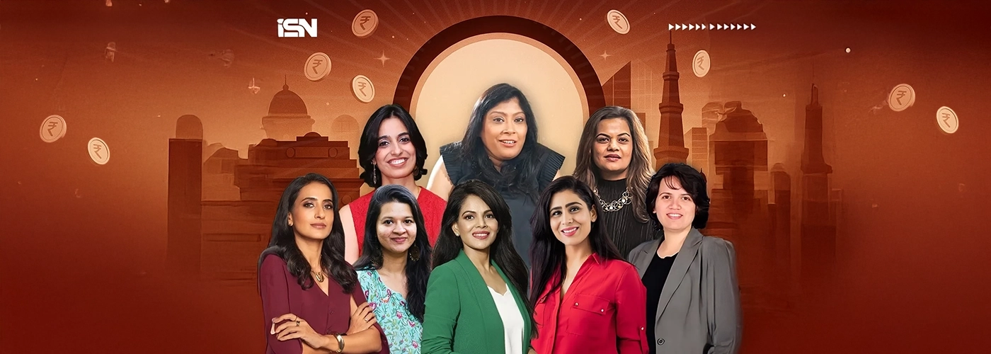 A digital collage featuring eight successful Indian women entrepreneurs, including Meghna Agarwal, recognized among the top eight richest women startup founders in India.